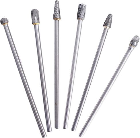 Timunr 6PCS Rotary Aluminum Cut Burr Shank Dia 0.4 In/10 MM Length 5.9 In/150 MM Head Dia 0.25 In/6 MM Carbide Burr in Saudi Arabia