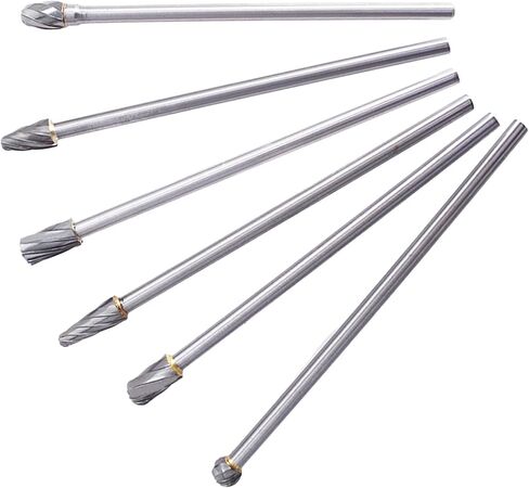 Timunr 6PCS Rotary Aluminum Cut Burr Shank Dia 0.4 In/10 MM Length 5.9 In/150 MM Head Dia 0.25 In/6 MM Carbide Burr in Saudi Arabia
