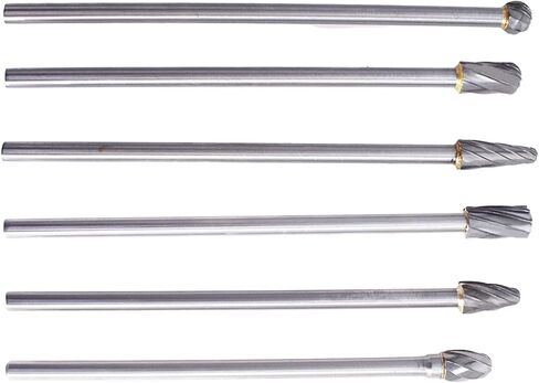Timunr 6PCS Rotary Aluminum Cut Burr Shank Dia 0.4 In/10 MM Length 5.9 In/150 MM Head Dia 0.25 In/6 MM Carbide Burr in Saudi Arabia