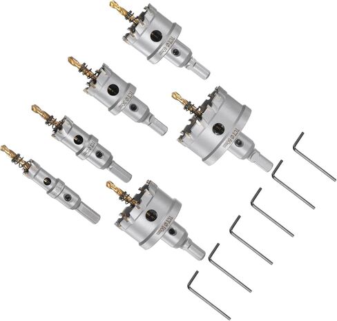 CoCud TCT Hole Saw Kit, 5/8" to 2-3/8" Diameter, Carbide Metal Hole Drill Set - (Applications: for Stainless Steel, Iron, Alloys), 6-Pieces in Saudi Arabia