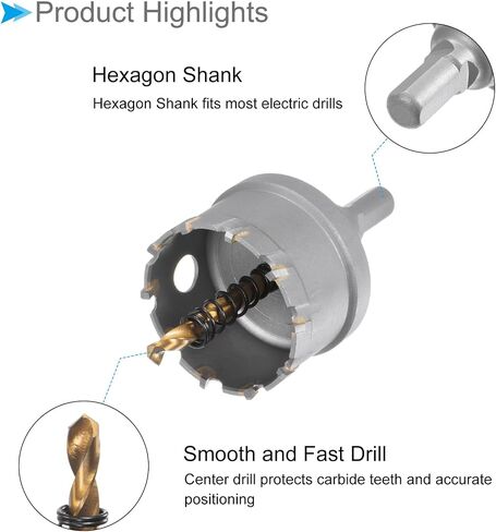 CoCud TCT Hole Saw Kit, 5/8" to 2-3/8" Diameter, Carbide Metal Hole Drill Set - (Applications: for Stainless Steel, Iron, Alloys), 6-Pieces in Saudi Arabia