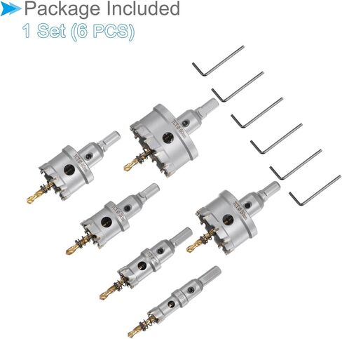 CoCud TCT Hole Saw Kit, 5/8" to 2-3/8" Diameter, Carbide Metal Hole Drill Set - (Applications: for Stainless Steel, Iron, Alloys), 6-Pieces in Saudi Arabia