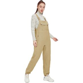Warm Fleece Overalls for Women Winter Fuzzy Jumpsuits Adjustable Strap Sleeveless Fluffy Pants with Pockets
