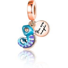 Annmors 925 Sterling Silver Charms fit Bracelets Necklaces Ocean Animal Beads with 5A Cubic Zirconia Christmas Mother's Day Gift Charms for Women Girls