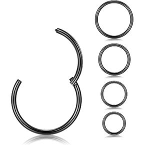 MILACOLATO 5Pcs G23 Titanium Nose Rings Hoops 20G 18G 16G Clicker Body Piercing Rings for Septum Cartilage Daith Rook Lip Tragus Helix Conch Ear Lobe Earrings Hypoallergenic Nose Piercing Jewelry Women Men
