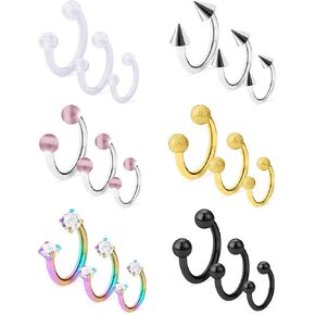 SCERRING 16G Septum Jewelry Nose Hoop Ring Horseshoe Cartilage Daith Tragus Rings Retainer Body Piercing Jewelry Stainless Steel 8mm 10mm 12mm 18-40PCS