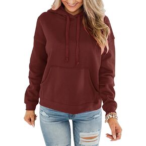 Bingerlily Women's Casual Hoodies Long Sleeve Solid Lightweight Pullover Tops Loose Sweatshirt with Pocket