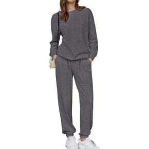 HOTOUCH Fleece Sweatsuit 2 Piece Outfit Winter Sherpa Lined Tracksuit Warm Up Suits Thick Sweatshirt and Sweatpants Sets