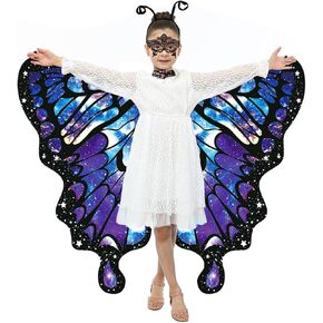 Double Sided Printing Halloween Butterfly Costume for Women Girls with Mask and Antenna Headband