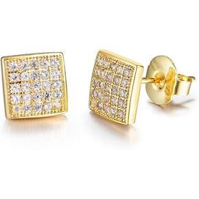 Tarsus Hypoallergenic Black Square Men Earrings Studs Stainless Steel Earrings for Sensitive Ears Nickel Free Jewelry Diamond Unisex Hip Hop Studs