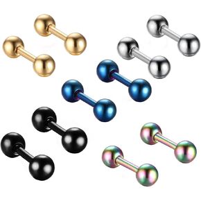 Tanyoyo 4mm الجراحية الفولاذ المقاوم للصدأ ثقب الأذن أقراط الأزرار مجموعات 5-6 زوج مختلط الألوان عالية مصقول 16G ¡