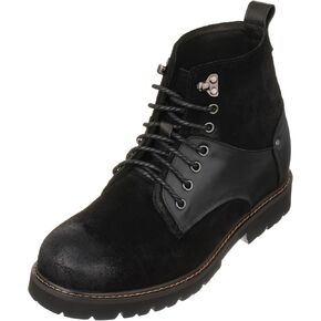 CALTO Men's Invisible Height Increasing Elevator Shoes - Nubuck Distressed Leather Round-Toe Lace-up Ankle Boots - 3.3 Inches Taller in Saudi Arabia
