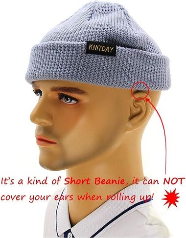 KNITDAY Fisherman Beanie Trawler Sailor Skullcap Knit Short Hat Unisex in Kuwait