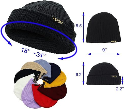 KNITDAY Fisherman Beanie Trawler Sailor Skullcap Knit Short Hat Unisex in Kuwait