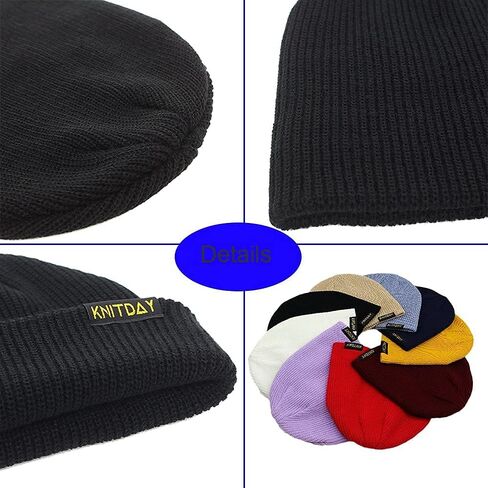 KNITDAY Fisherman Beanie Trawler Sailor Skullcap Knit Short Hat Unisex in Kuwait