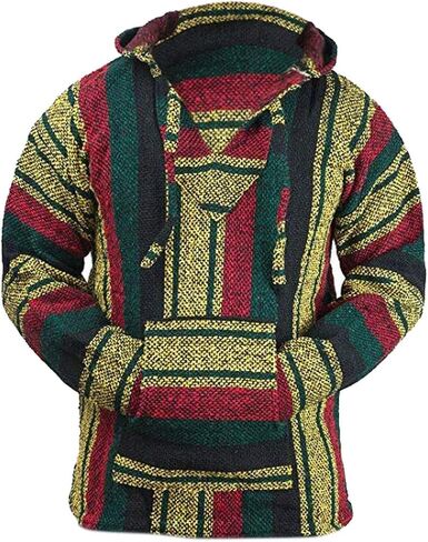 Del Mex Mexican Baja Hoodie Hippie Surf Poncho Sweater Sweatshirt Pullover Jerga in Kuwait