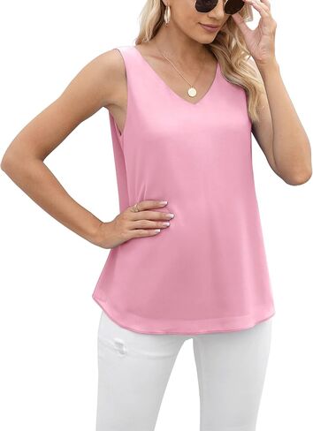 Jouica Women's Summer Sleeveless Chiffon Blouse Business Casual Tank Flowy Tops for Women in Kuwait