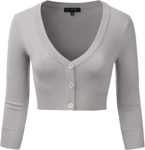 سترة EIMIN النسائية بأزرار سفلية 3/4 كم قصيرة بوليرو (S-3XL) in Kuwait