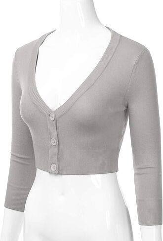 سترة EIMIN النسائية بأزرار سفلية 3/4 كم قصيرة بوليرو (S-3XL) in Kuwait