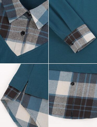 بلوزة نسائية DJT ذات ياقة منقوشة متباينة 2 في 1 in Kuwait