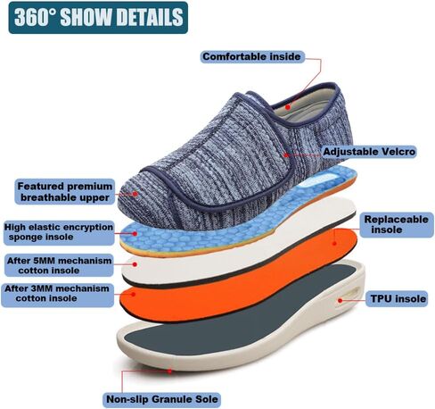 W&LESVAGO Women's Wide Width Diabetic Edema Shoes with Fully Adjustable Closures Easy On/Off, Air Cushion Walking Sneakers for Elderly Swollen Feet Outdoor in Saudi Arabia