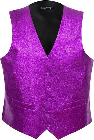Barry.Wang Mens Shiny Vest V-neck Silm Fit Suit Waistcoat Bowtie Set Party Prom Tuxedo in Saudi Arabia
