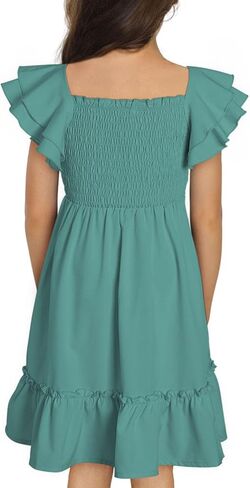 فساتين blibean Tween للفتيات بأكمام مكشكشة أنيقة مقاس 8-15 سنة in Kuwait