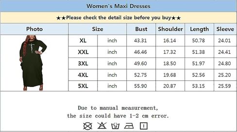 Fooullaide Women's Plus Size Maxi Dress Print Loose Oversize Long Sleeve Baggy Tshirt Casual Tunic Dresses with Pocket in Kuwait