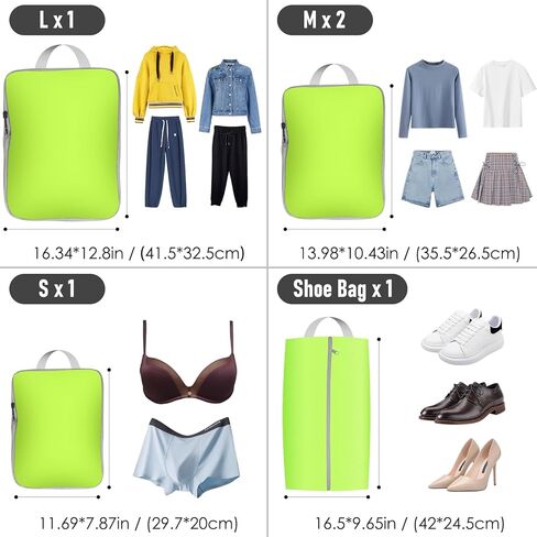 5 مجموعات من مكعبات التعبئة المضغوطة للسفر، مكعبات تنظيم السفر مع حقيبة أحذية قابلة للتوسيع، مجموعة حقائب تنظيم التعبئة مع 4 بطاقات أمتعة وإكسسوارات السفر in Kuwait