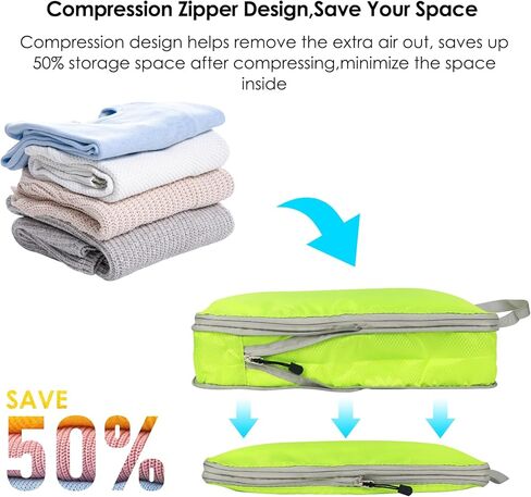 5 مجموعات من مكعبات التعبئة المضغوطة للسفر، مكعبات تنظيم السفر مع حقيبة أحذية قابلة للتوسيع، مجموعة حقائب تنظيم التعبئة مع 4 بطاقات أمتعة وإكسسوارات السفر in Kuwait