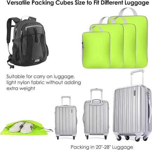 5 مجموعات من مكعبات التعبئة المضغوطة للسفر، مكعبات تنظيم السفر مع حقيبة أحذية قابلة للتوسيع، مجموعة حقائب تنظيم التعبئة مع 4 بطاقات أمتعة وإكسسوارات السفر in Kuwait