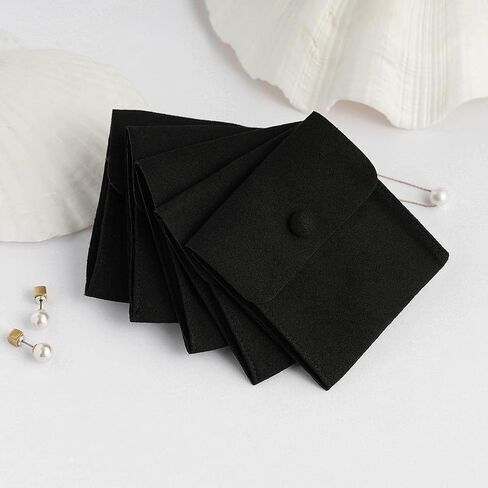 PandaSew Microfiber Jewelry Pouch, 8x8cm Luxury Small Jewelry Gift Bag Package Snap Button with Divider, 4 colors (Pink/Beige/Khaki/Sand) 20pcs (each color 5pcs) in Saudi Arabia