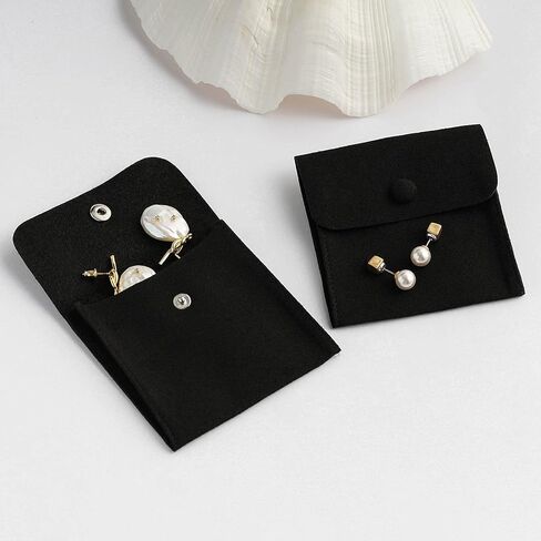 PandaSew Microfiber Jewelry Pouch, 8x8cm Luxury Small Jewelry Gift Bag Package Snap Button with Divider, 4 colors (Pink/Beige/Khaki/Sand) 20pcs (each color 5pcs) in Saudi Arabia