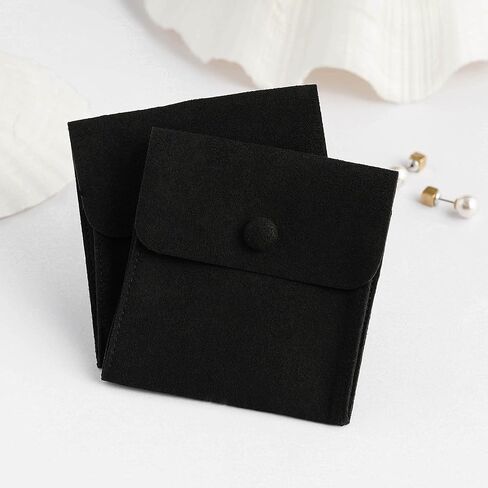 PandaSew Microfiber Jewelry Pouch, 8x8cm Luxury Small Jewelry Gift Bag Package Snap Button with Divider, 4 colors (Pink/Beige/Khaki/Sand) 20pcs (each color 5pcs) in Saudi Arabia