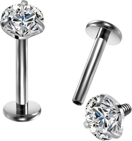 COCHARM G23 أقراط هيليكس من التيتانيوم 16 جرام أقراط غضروف فولاذية جراحية مسطحة الظهر مسمار لابريت حلقات الشفاه الملولبة داخليًا 2 مم/3 مم/4 مم أقراط محارة ماسية لا تسبب الحساسية in Saudi Arabia