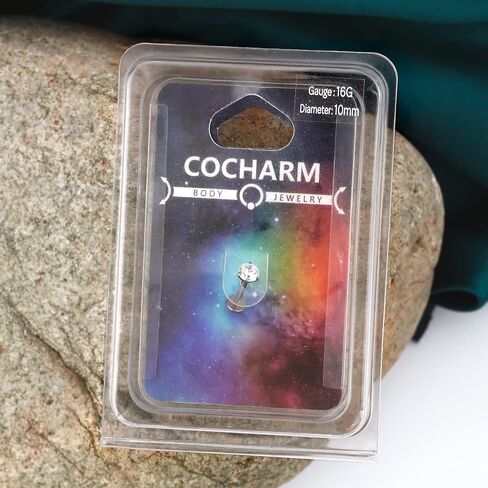 COCHARM G23 أقراط هيليكس من التيتانيوم 16 جرام أقراط غضروف فولاذية جراحية مسطحة الظهر مسمار لابريت حلقات الشفاه الملولبة داخليًا 2 مم/3 مم/4 مم أقراط محارة ماسية لا تسبب الحساسية in Saudi Arabia
