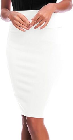 EXCHIC Women's Stretchy Slim Fit Office Pencil Skirt High Waist Business Skirts in Kuwait