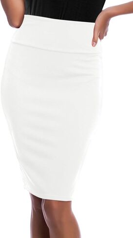 EXCHIC Women's Stretchy Slim Fit Office Pencil Skirt High Waist Business Skirts in Kuwait