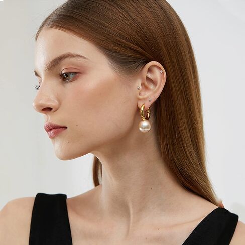 FIBO STEEL 12 Pairs 20G Cartilage Earrings Stud for Women Men Stainless Steel Tiny 2mm & 3-8mm Studs CZ Round Ball Flatback Earring Set in Kuwait