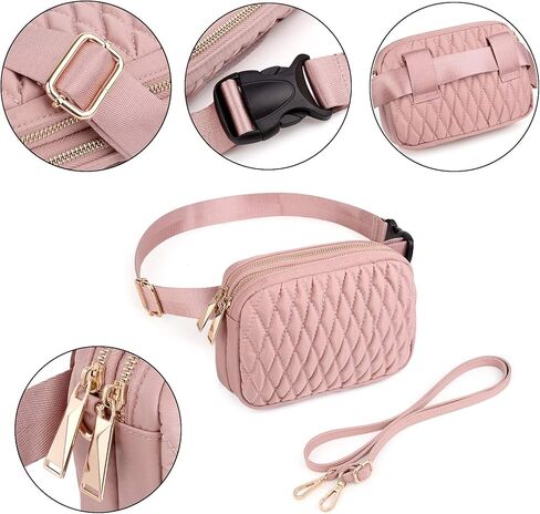 حقيبة صدر UTO Fanny Pack للنساء بـ 5 طرق قابلة للتحويل ومقاومة للماء وخفيفة الوزن أثناء السفر ومحفظة باللون الأسود in Kuwait