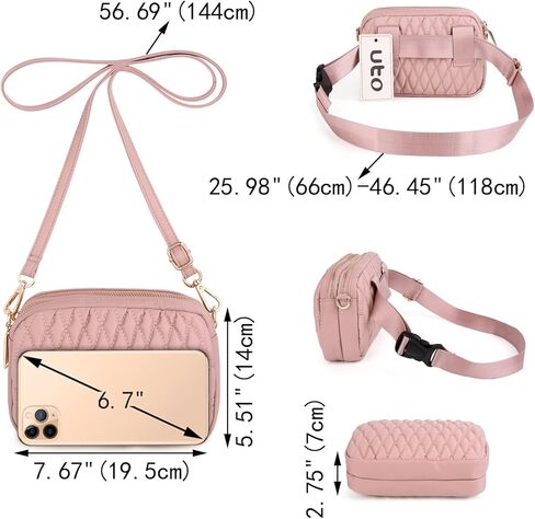 حقيبة صدر UTO Fanny Pack للنساء بـ 5 طرق قابلة للتحويل ومقاومة للماء وخفيفة الوزن أثناء السفر ومحفظة باللون الأسود in Kuwait