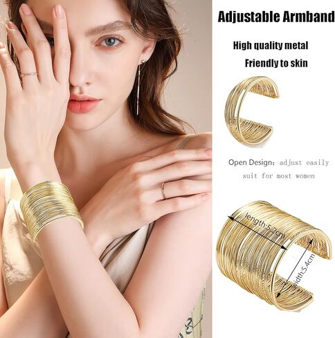 CASDAN 1-8 قطع الكفة الإسورة سوار للنساء مفتوحة واسعة سلك أساور الذهب المعصم الكفة التفاف سوار in Kuwait