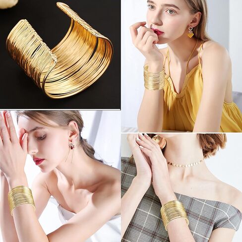 CASDAN 1-8 قطع الكفة الإسورة سوار للنساء مفتوحة واسعة سلك أساور الذهب المعصم الكفة التفاف سوار in Kuwait