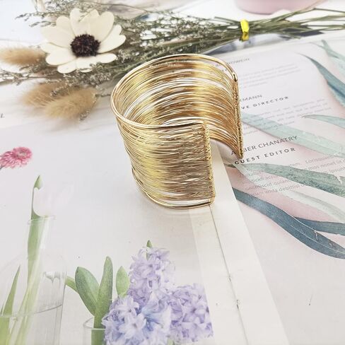 CASDAN 1-8 قطع الكفة الإسورة سوار للنساء مفتوحة واسعة سلك أساور الذهب المعصم الكفة التفاف سوار in Kuwait