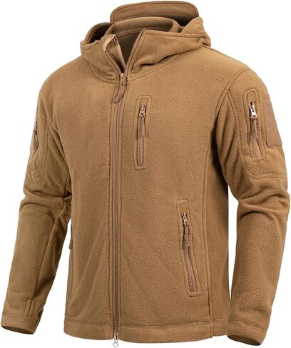 NAVEKULL Men's Tactical Fleece Jacket Hooded Winter Warm Full-Zip Hiking Outdoor Jacket Multi-Pockets in Saudi Arabia