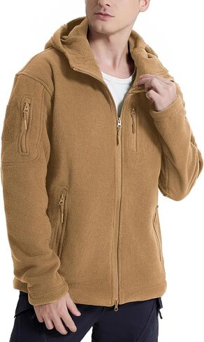 NAVEKULL Men's Tactical Fleece Jacket Hooded Winter Warm Full-Zip Hiking Outdoor Jacket Multi-Pockets in Saudi Arabia