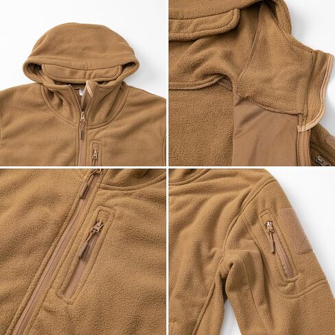 NAVEKULL Men's Tactical Fleece Jacket Hooded Winter Warm Full-Zip Hiking Outdoor Jacket Multi-Pockets in Saudi Arabia