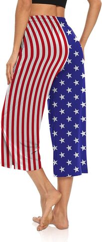 DIBAOLONG Womens Capri Pants Loose Yoga Pants Wide Leg Drawstring Comfy Lounge Pajama Capris Sweatpants with Pockets in Kuwait