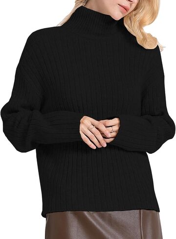 Tapata Turtleneck Sweater Women Ribbed High Neck Casual Loose Pullover Lightweight Long Sleeve Knit Sweaters in Kuwait