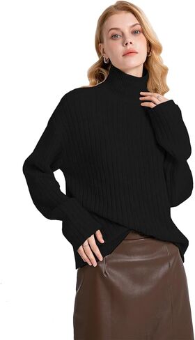 Tapata Turtleneck Sweater Women Ribbed High Neck Casual Loose Pullover Lightweight Long Sleeve Knit Sweaters in Kuwait